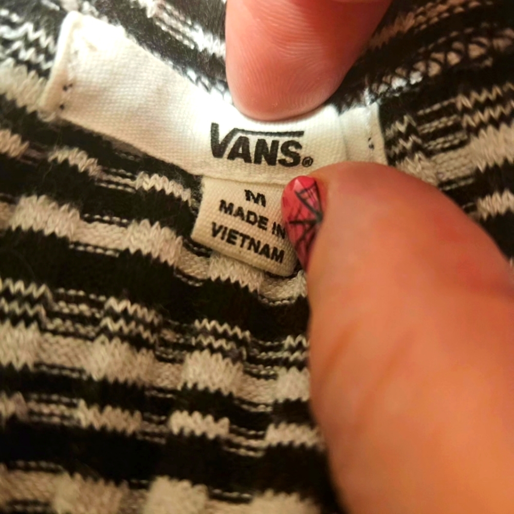 Woman's tank top.  Vans. Black and white stripes. Size medium